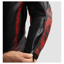 Kurtka skórzana REBELHORN VELOCE CAMO BLACK/FLUO RED czarny czerwony fluo