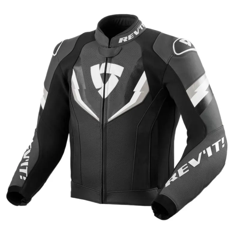 Kurtka skórzana REVIT QUANTUM 3 BLACK/ANTHRACITE czarny szary