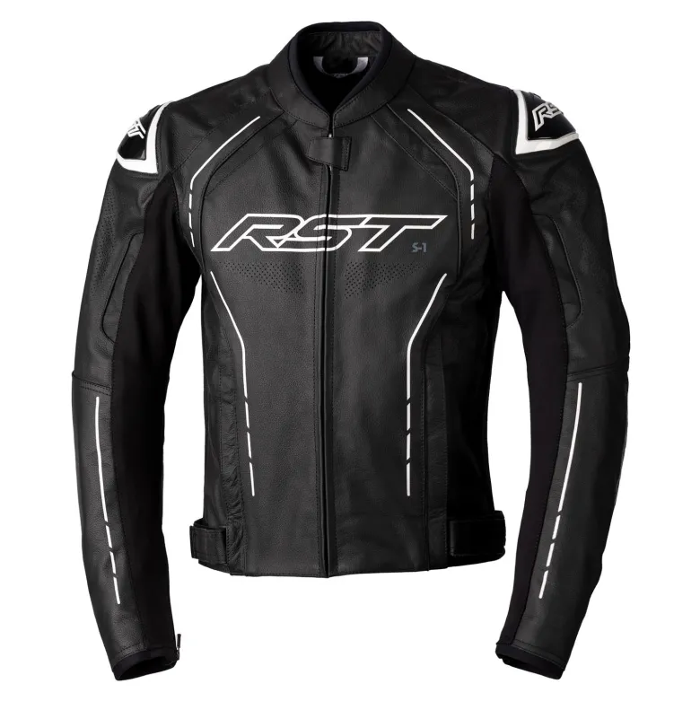 Kurtka skórzana RST S1 CE BLACK/BLACK/WHITE czarny biały