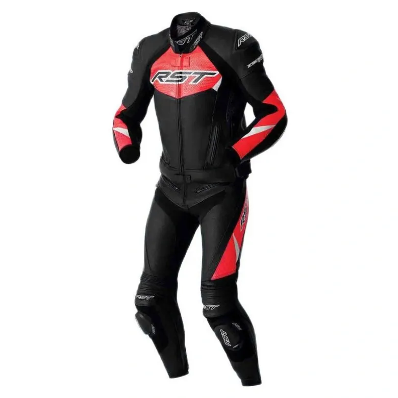 Kurtka skórzana RST TRACTECH EVO D3O BLACK/FLUO RED czarny czerwony fluo