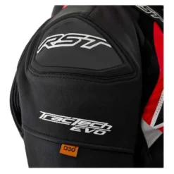 Kurtka skórzana RST TRACTECH EVO D3O BLACK/FLUO RED czarny czerwony fluo