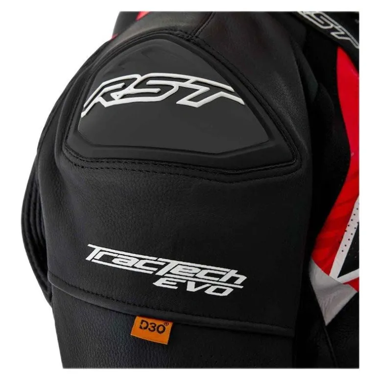 Kurtka skórzana RST TRACTECH EVO D3O BLACK/FLUO RED czarny czerwony fluo
