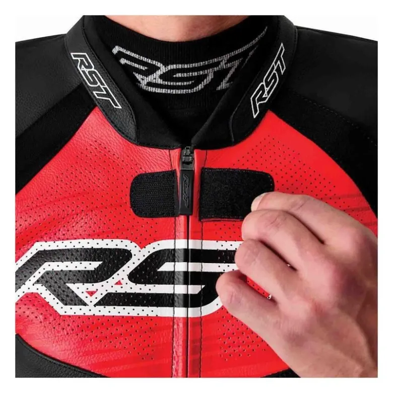Kurtka skórzana RST TRACTECH EVO D3O BLACK/FLUO RED czarny czerwony fluo