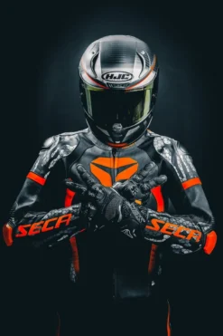 Kurtka skórzana SECA SRS II FLUO RED czerwony fluo czarny szary