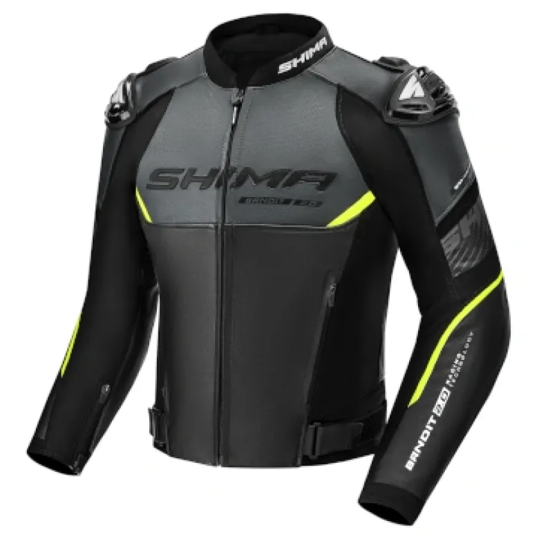 Kurtka skórzana SHIMA BANDIT 2.0 FLUO czarny biały żółty fluo
