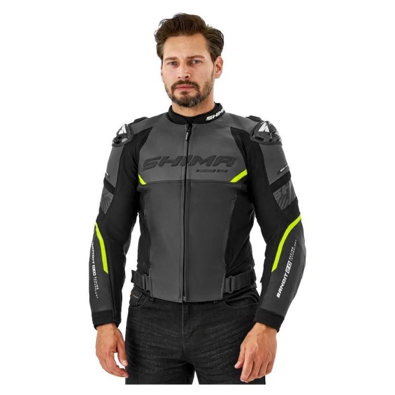 Kurtka skórzana SHIMA BANDIT 2.0 FLUO czarny biały żółty fluo