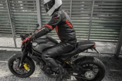 Kurtka skórzana SHIMA CHASE RED czarny czerwony
