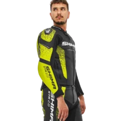 Kurtka skórzana SHIMA STR 2.0 BLACK/FLUO czarny żółty fluo