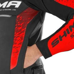 Kurtka skórzana SHIMA STR 2.0 BRIGHT RED czarny czerwony fluo