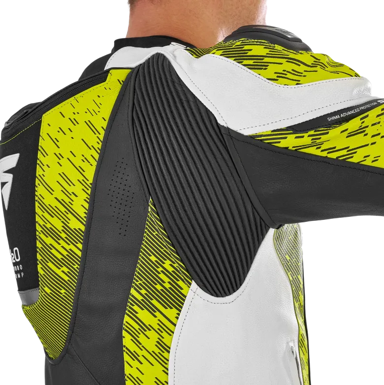 Kurtka skórzana SHIMA STR 2.0 FLUO czarny biały żółty fluo