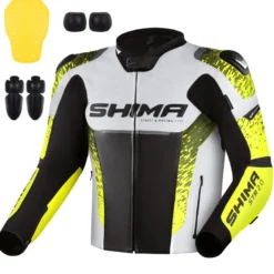 Kurtka skórzana SHIMA STR 2.0 FLUO czarny biały żółty fluo
