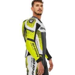 Kurtka skórzana SHIMA STR 2.0 FLUO czarny biały żółty fluo