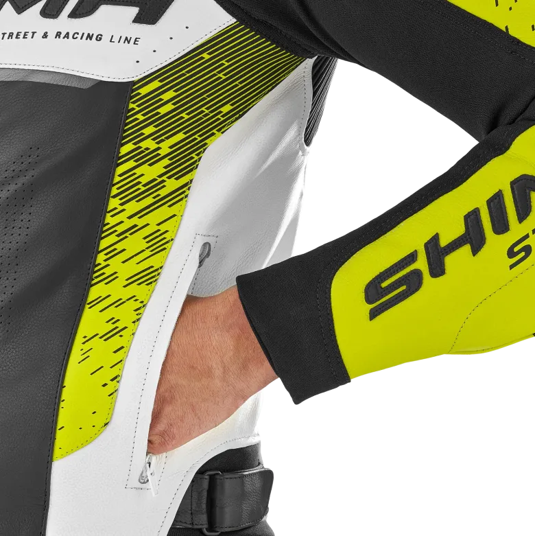 Kurtka skórzana SHIMA STR 2.0 FLUO czarny biały żółty fluo