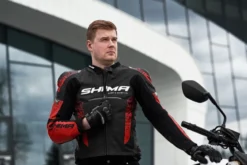 Kurtka skórzana SHIMA STR 2.0 RED czarny czerwony