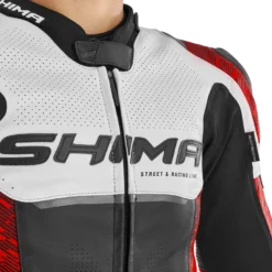 Kurtka skórzana SHIMA STR 2.0 RED FLUO czarny biały czerwony fluo
