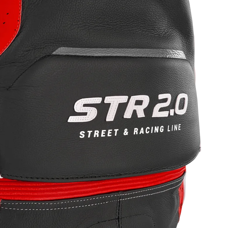 Kurtka skórzana SHIMA STR 2.0 RED FLUO czarny biały czerwony fluo
