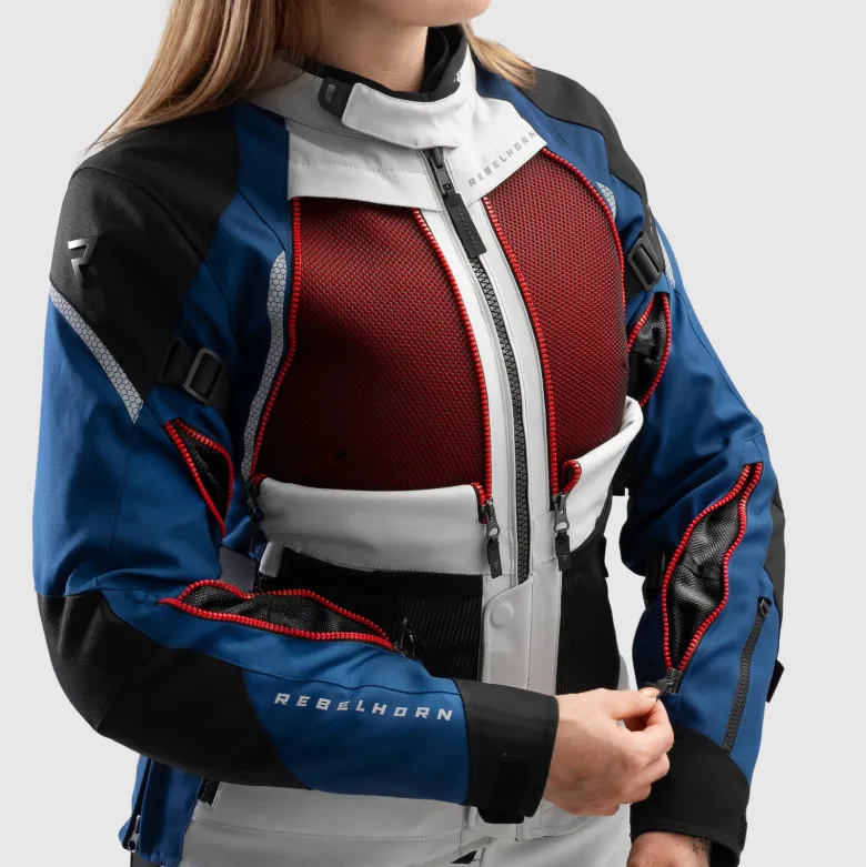 Kurtka tekstylna damska REBELHORN HARDY 3.0 LADY BLUE/GREY/RED niebieski szary czerwony