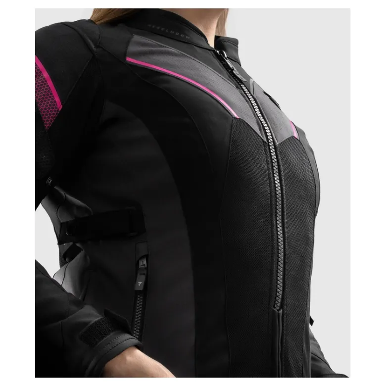 Kurtka tekstylna damska REBELHORN HIFLOW V LADY BLACK/GREY/FLUO PINK czarny szary różowy