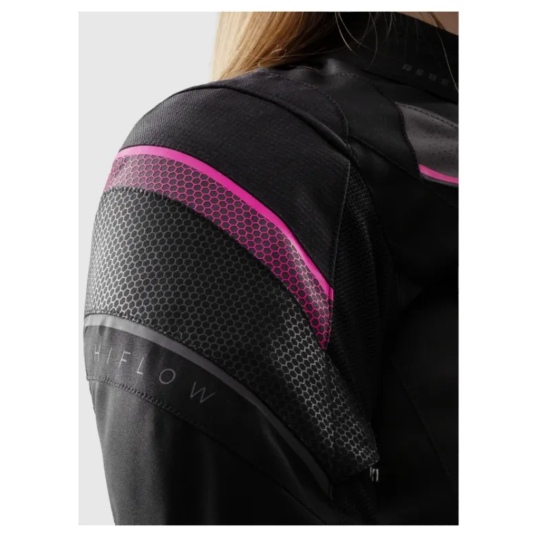 Kurtka tekstylna damska REBELHORN HIFLOW V LADY BLACK/GREY/FLUO PINK czarny szary różowy