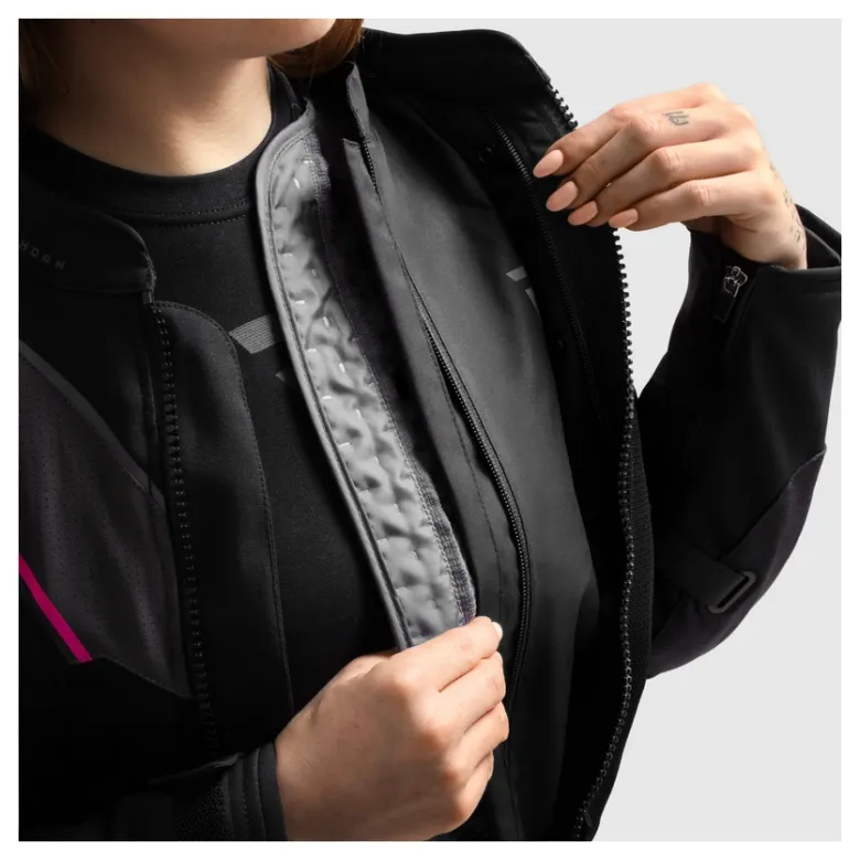 Kurtka tekstylna damska REBELHORN HIFLOW V LADY BLACK/GREY/FLUO PINK czarny szary różowy