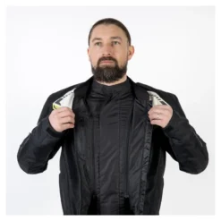 Kurtka tekstylna OZONE FLOW BLACK/GREY/FLUO YELLOW czarny szary żółty fluo