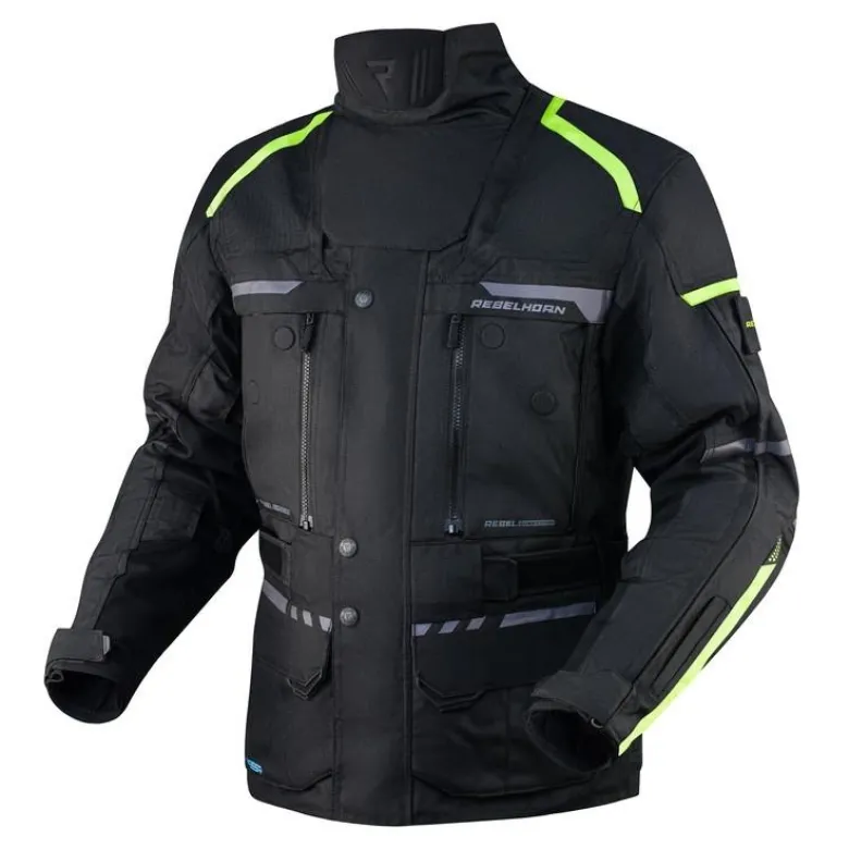 Kurtka tekstylna REBELHORN CUBBY IV BLACK/FLO YELLOW czarny żółty fluo