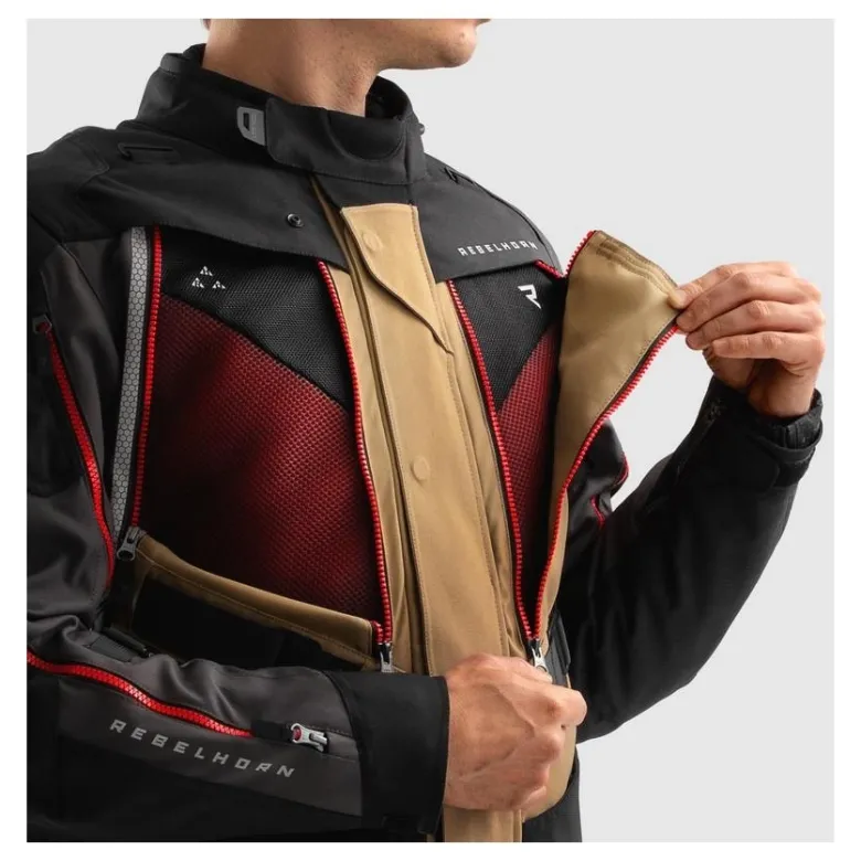 Kurtka tekstylna REBELHORN HARDY 3.0 DESERT/GREY/RED brązowy szary czerwony