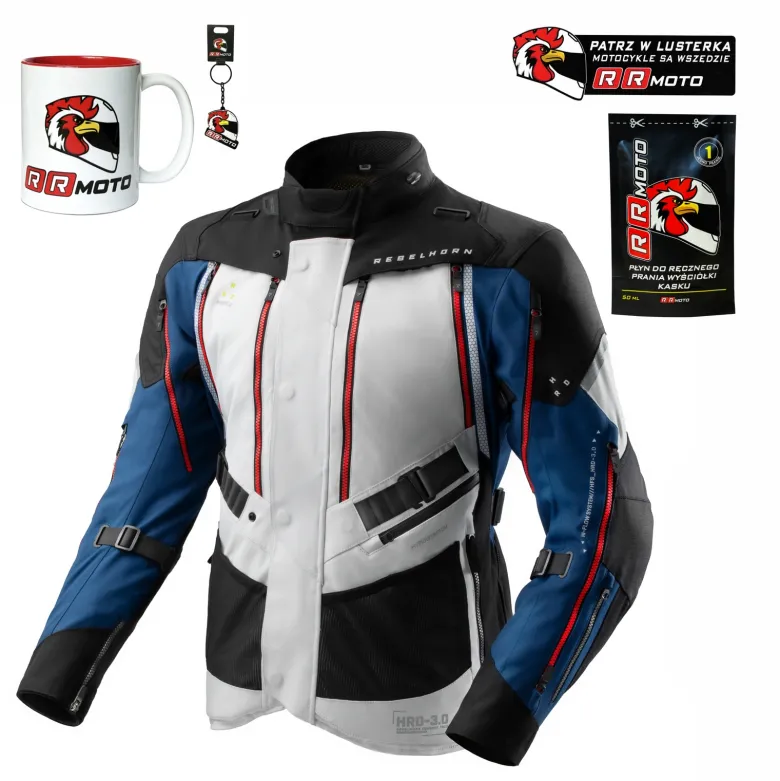 Kurtka tekstylna REBELHORN HARDY 3.0 BLUE/GREY/RED niebieski szary czerwony