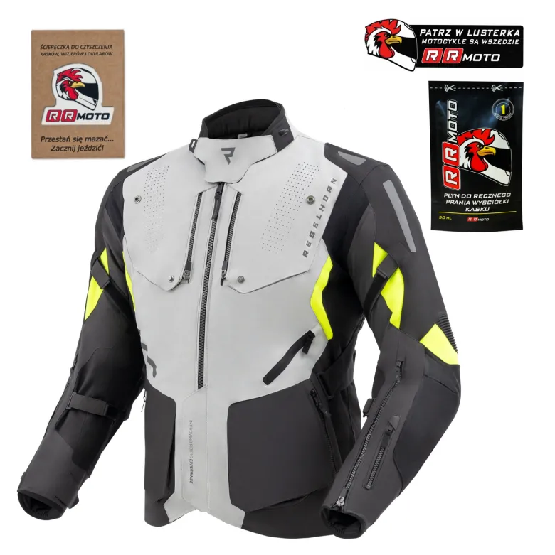 Kurtka tekstylna REBELHORN HIKER IV BLACK/GREY/FLUO YELLOW czarny szary żółty fluo