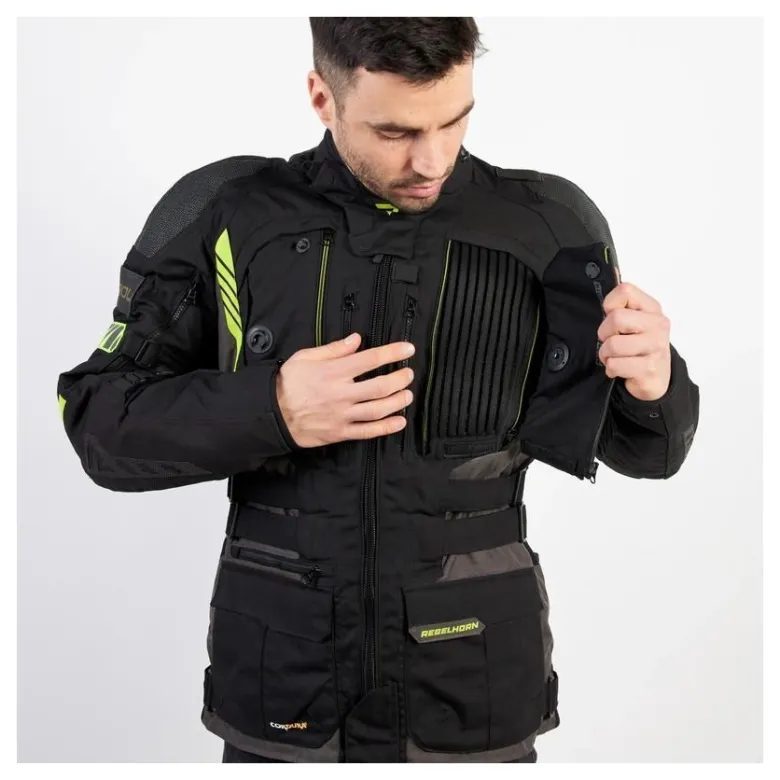 Kurtka tekstylna REBELHORN PATROL BLACK/FLO YELLOW czarny żółty fluo