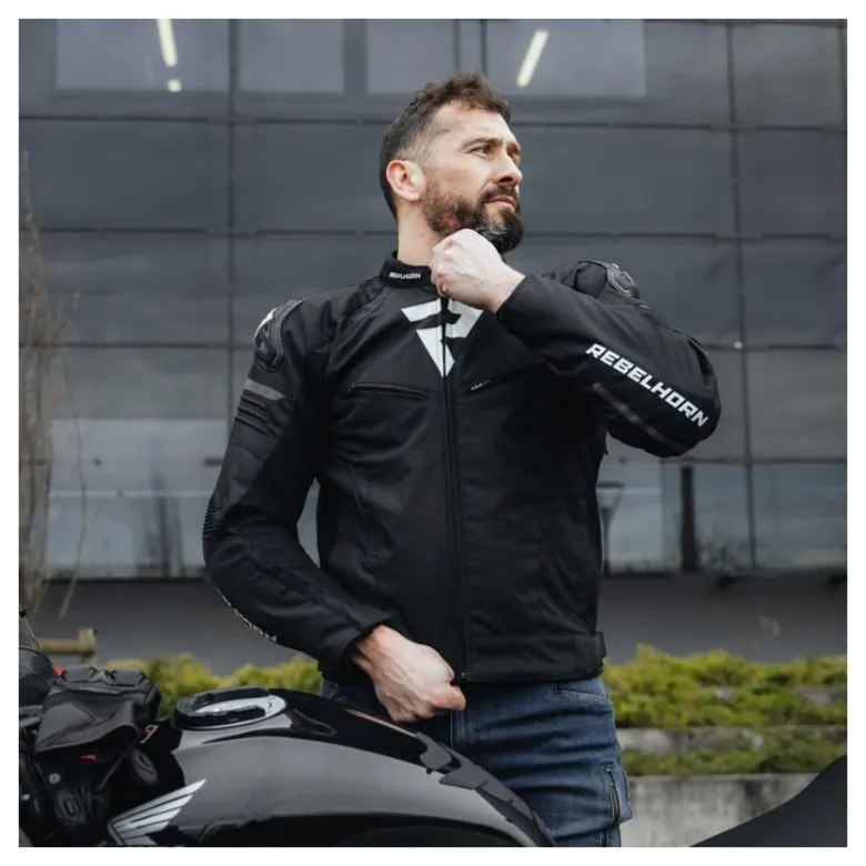 Kurtka tekstylna REBELHORN VANDAL BLACK/WHITE czarny biały