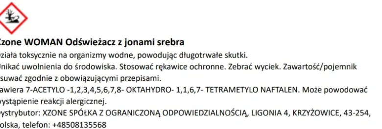 Odświeżacz z jonami srebra XZONE WOMAN 100ml