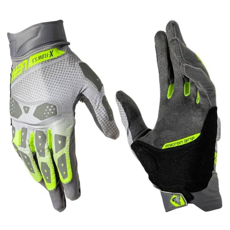 Rękawice cross LEATT ADV X-FLOW 5.5 SHORT HI-VIZ szary żółty fluo