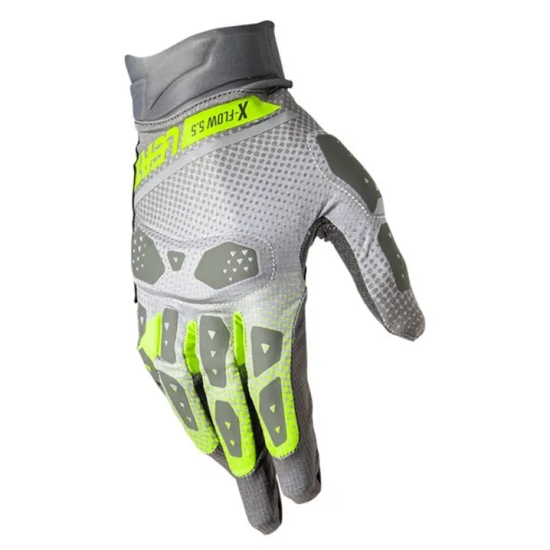 Rękawice cross LEATT ADV X-FLOW 5.5 SHORT HI-VIZ szary żółty fluo