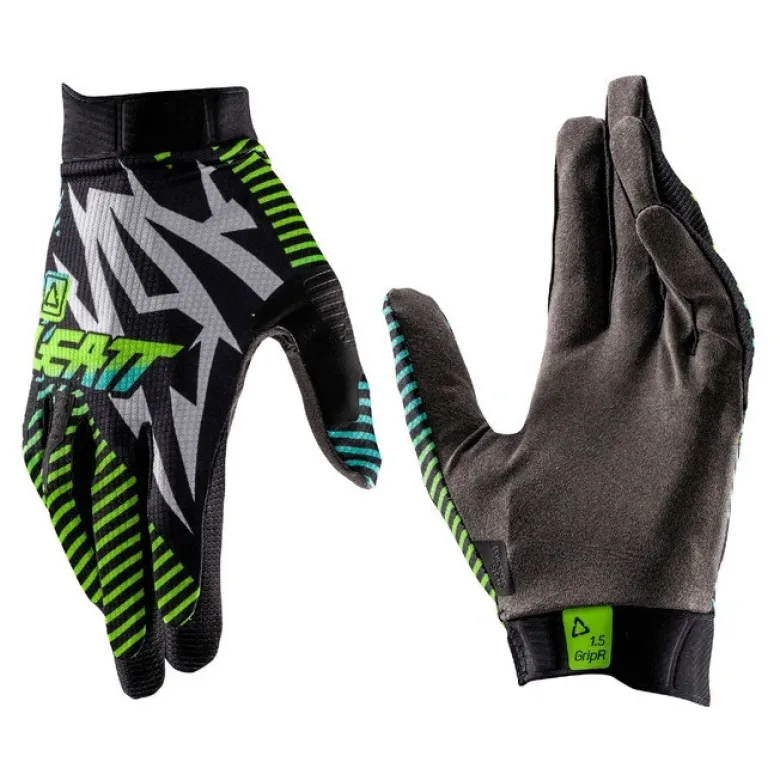 Rękawice cross LEATT MOTO 1.5 GRIPR STORM TEAL biały czarny żółty fluo
