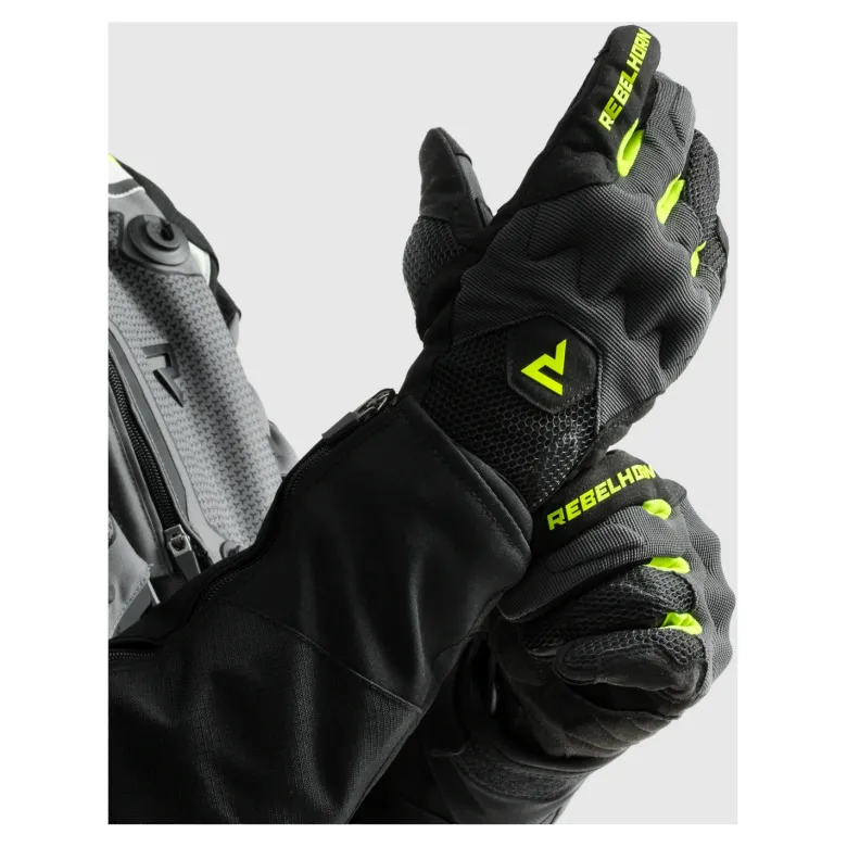 Rękawice miejskie REBELHORN CORE BLACK/GREY/FLUO YELLOW czarny szary żółty fluo