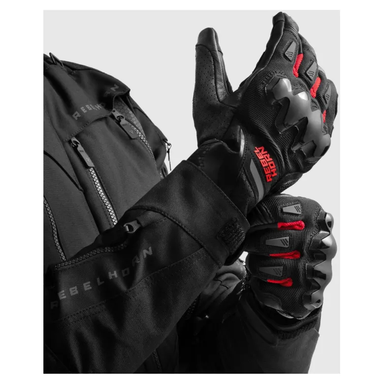 Rękawice miejskie REBELHORN DEFENDER BLACK/RED czarny czerwony