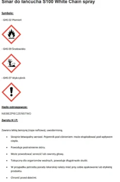 SMAR DO ŁAŃCUCHA W SPRAYU S100 WEISSES KETTEN/WHITE CHAIN SPRAY 2.0 100ML