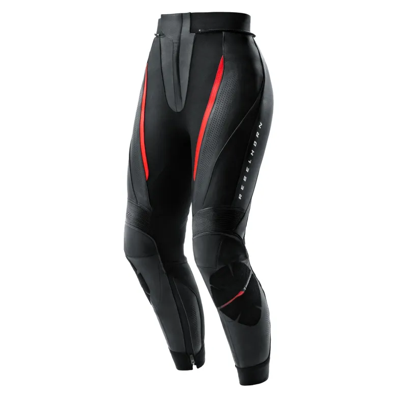 Spodnie skórzane damskie REBELHORN DIVA BLACK/RED czarny czerwony