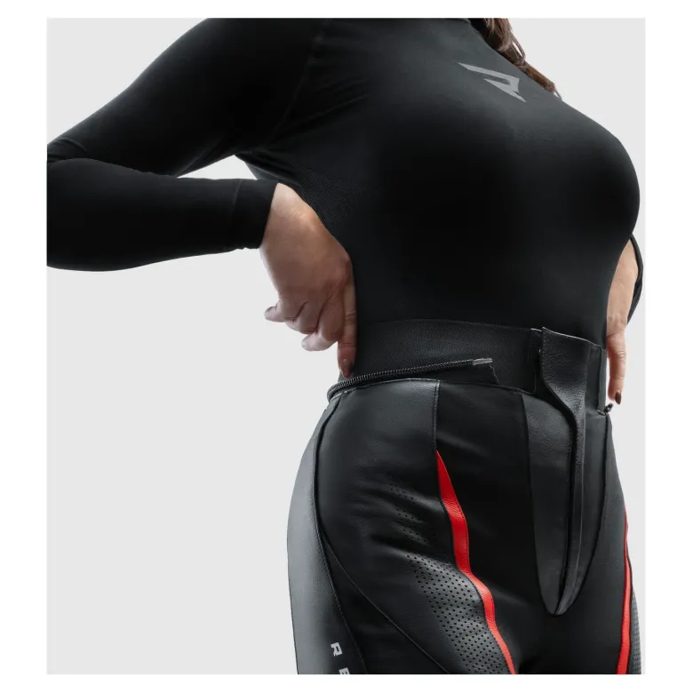Spodnie skórzane damskie REBELHORN DIVA BLACK/RED czarny czerwony