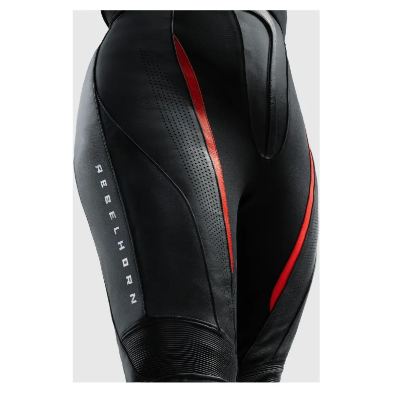Spodnie skórzane damskie REBELHORN DIVA BLACK/RED czarny czerwony