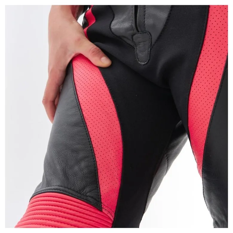 Spodnie skórzane damskie REBELHORN REBEL LADY PINK/BLACK różowy czarny
