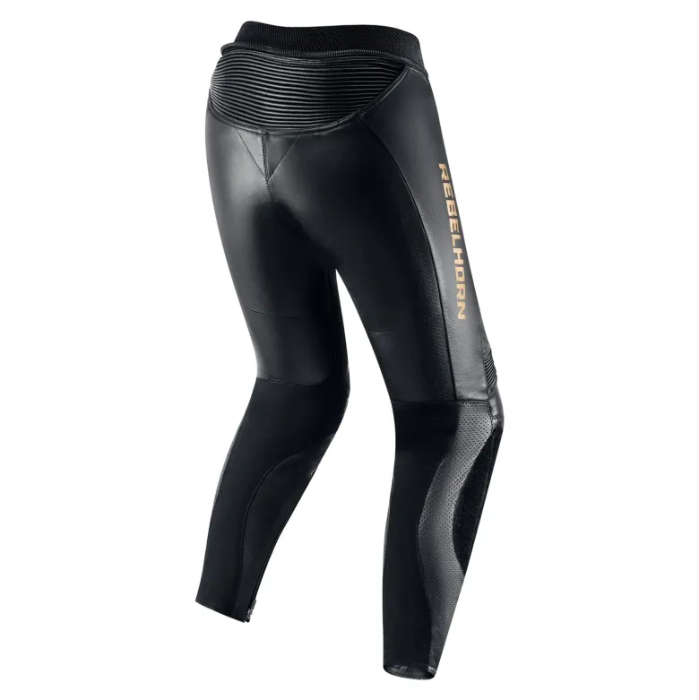 Spodnie skórzane damskie REBELHORN REBEL LADY BLACK/GOLD czarny złoty