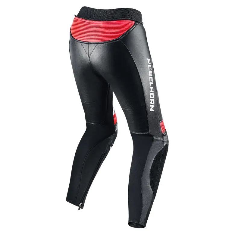 Spodnie skórzane damskie REBELHORN REBEL LADY BLACK/WHITE/FLO RED czarny biały czerwony fluo