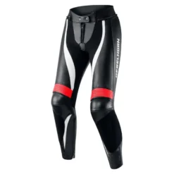 Spodnie skórzane damskie REBELHORN REBEL LADY BLACK/FLO RED/WHITE czarny biały czerwony fluo