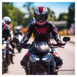 Spodnie skórzane damskie REBELHORN REBEL LADY BLACK/PINK czarny różowy