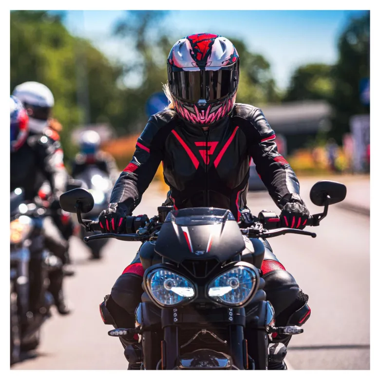 Spodnie skórzane damskie REBELHORN REBEL LADY BLACK/PINK czarny różowy