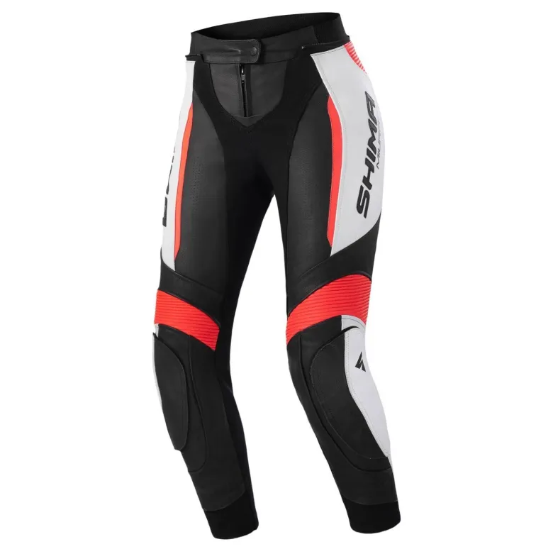 Spodnie skórzane damskie SHIMA MIURA 2.0 RED FLUO czarny biały czerwony fluo