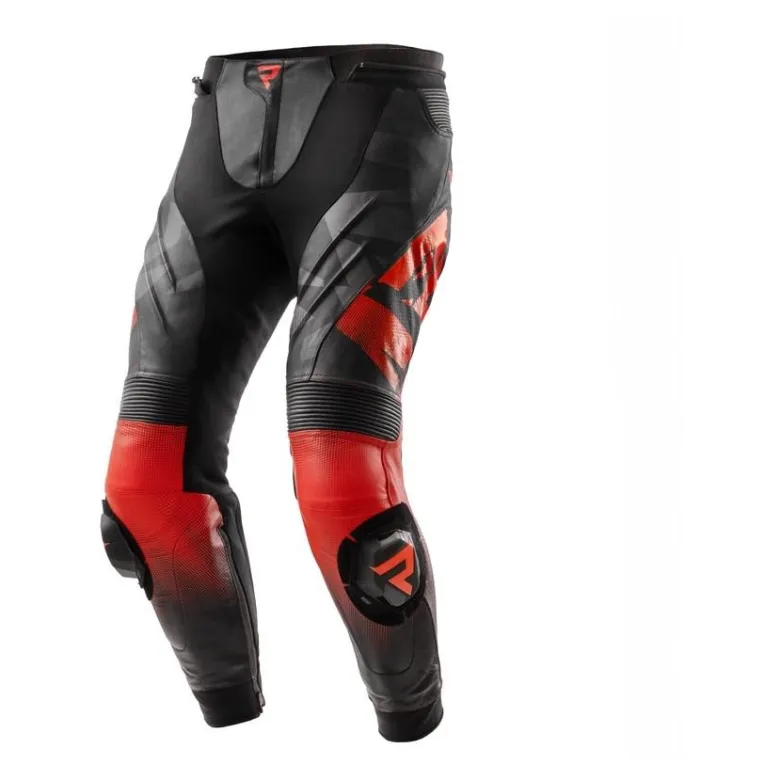 Spodnie skórzane REBELHORN INFERNO BLACK/FLUO RED czarny czerwony fluo