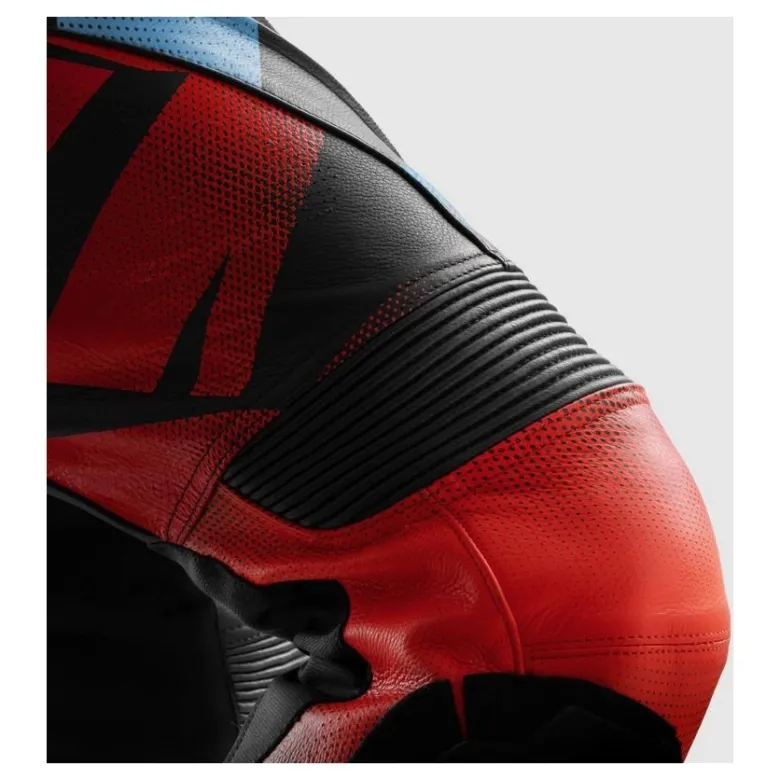 Spodnie skórzane REBELHORN INFERNO BLACK/BLUE/WHITE/RED czarny niebieski biały czerwony